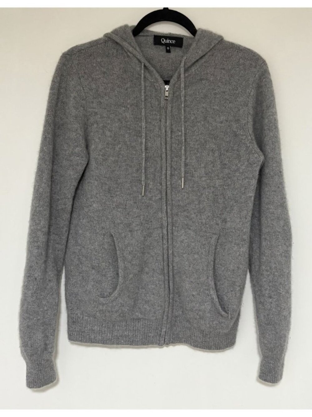 Quince Women’s Gray 100% Cashmere Full Zip Hoodie Sweater Size Small Pockets - Picture 2 of 8